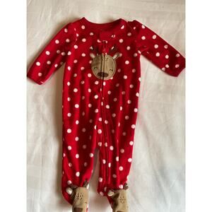 Carters Just One You Red & White Dots Reindeer One Piece Girls 3M Suit